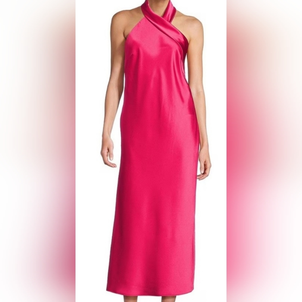 Antonio Melani Hot Pink Satin Halter Gown – Size 14